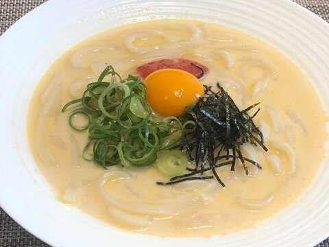 【レンジで5分】豆乳で作る明太子クリームうどん